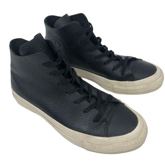 Converse Chuck Taylor All Star Prime Hi Top Black Leather Sneakers Men 5 Women 7 - Picture 1 of 11